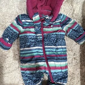 Striped Baby Snowsuit with Hood